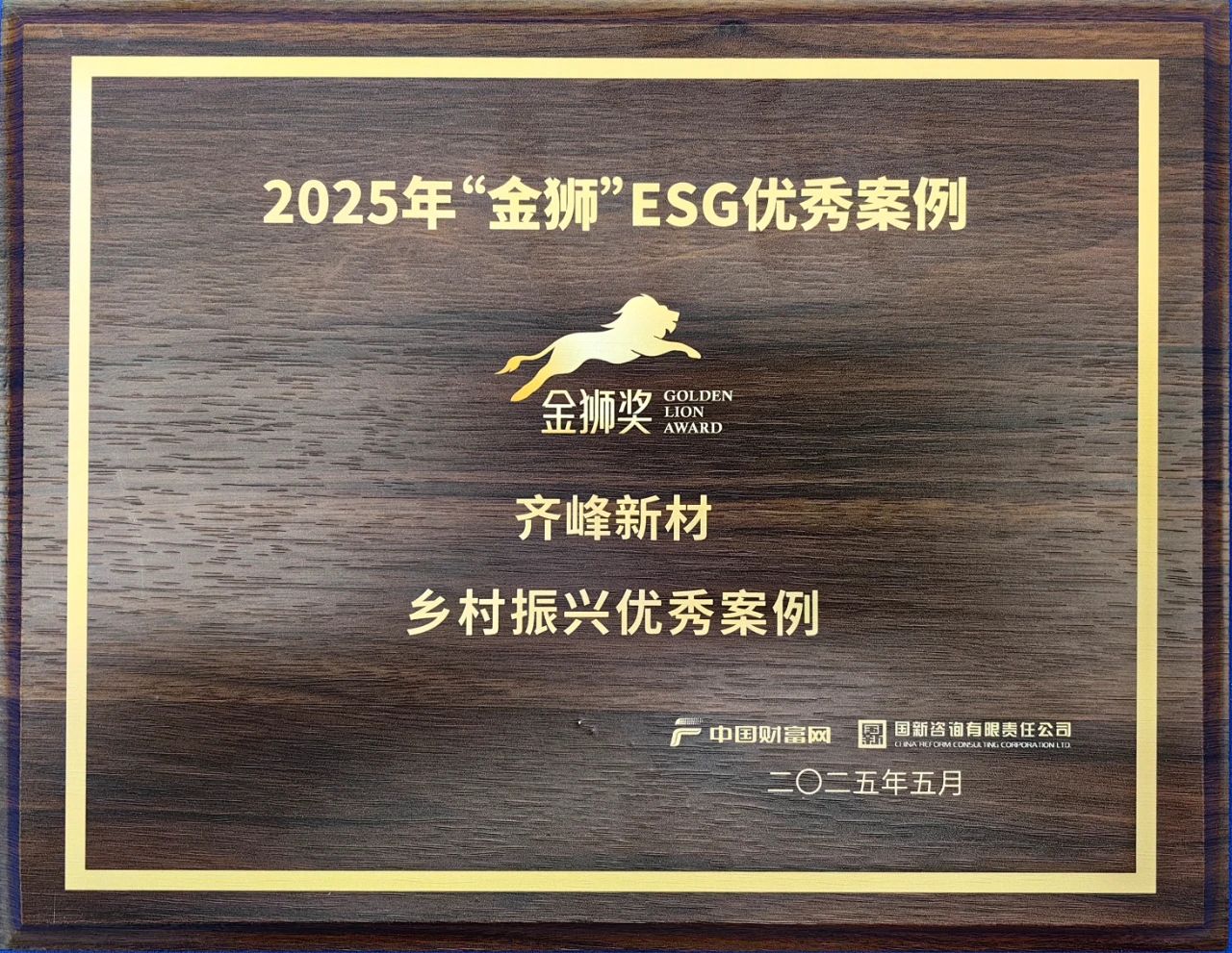 2025年5月9日365电子游戏新材入选2025“金狮”ESG——乡村振兴优秀案例